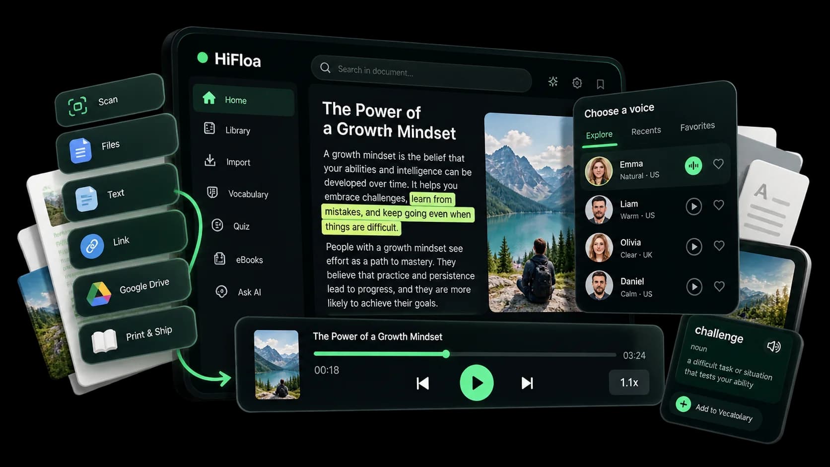 HiFloa digital reading and learning workspace